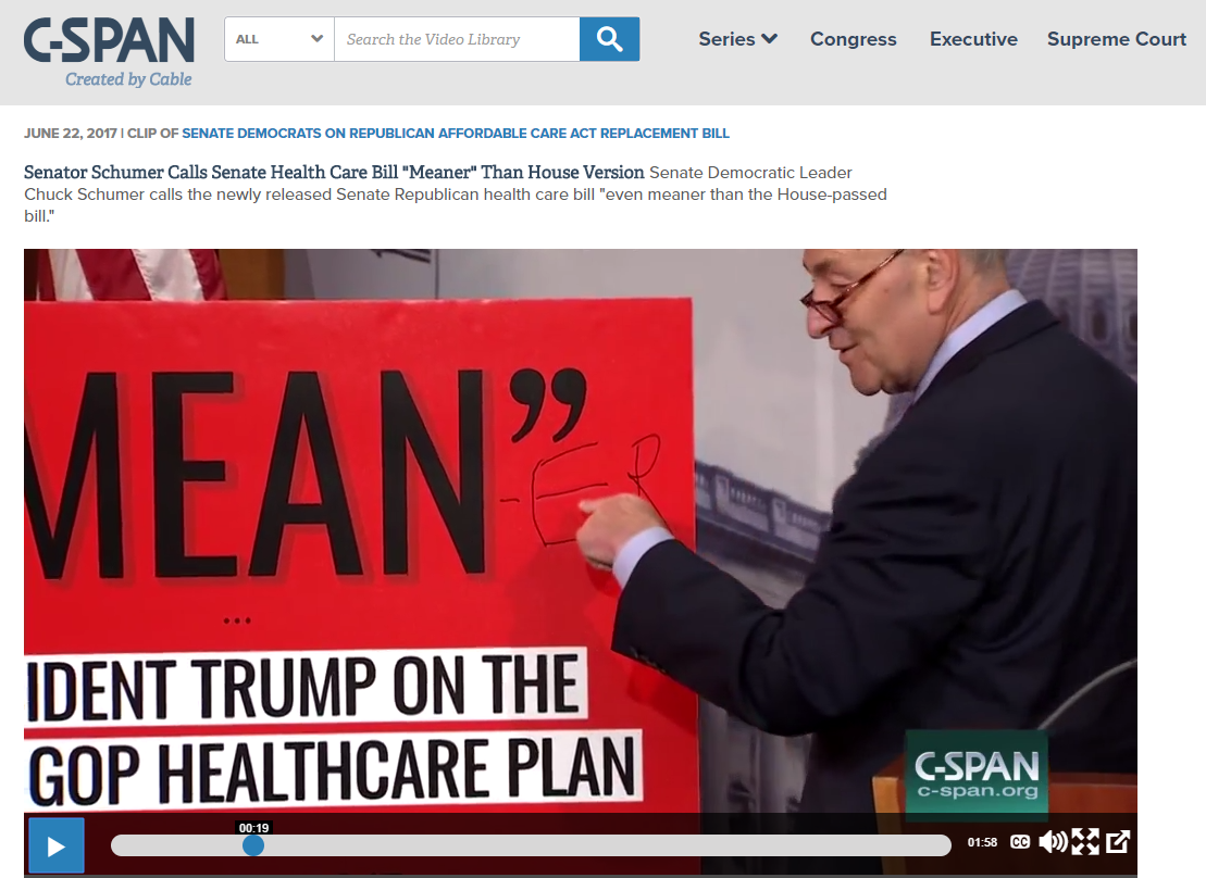 C-SPAN Trump calls healthcare bill "mean"